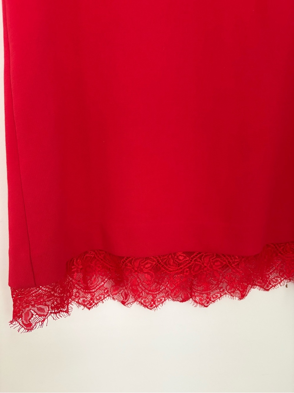 Ann Taylor Red Square-Neck Lace Hem 3/4 Sleeve Sheath Dress Size 0 - Picture 4 of 8